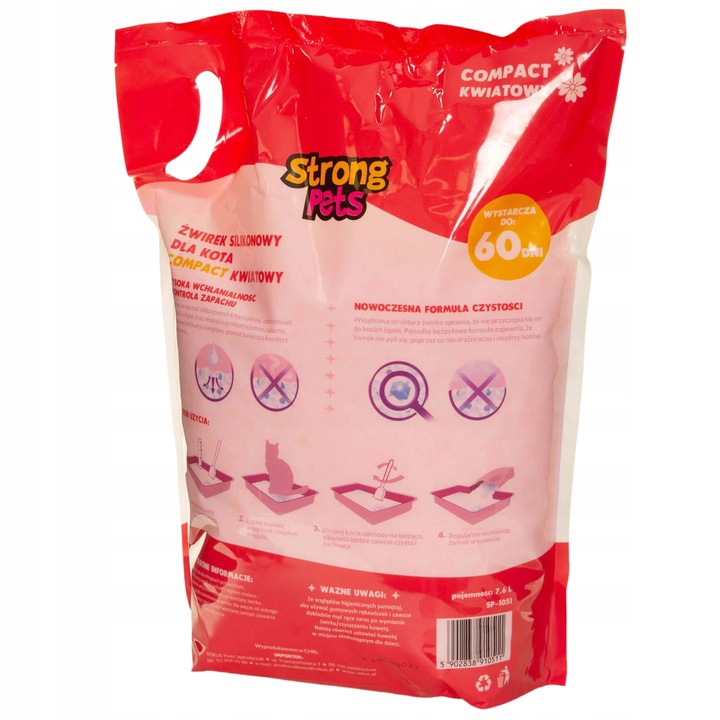 STRONG PETS Żwirek Silikonowy Dla Kota Drobny Compact Kwiatowy 7,6L