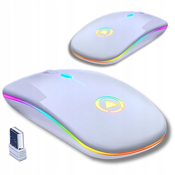 MYSZKA BEZPRZEWODOWA CICHA MYSZ OPTYCZNA DO LAPTOPA PODŚWIETLANA BIAŁA LED