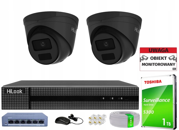 ZESTAW DO MONITORINGU DOMU 2 KAMERY 4MPX ZEWNĘTRZNE PoE IP HILOOK HIKVISION