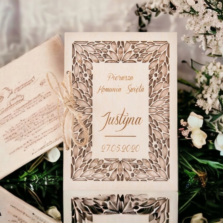 RUSTYKALNA kartka na KOMUNIE prezent GRAWER imię!!