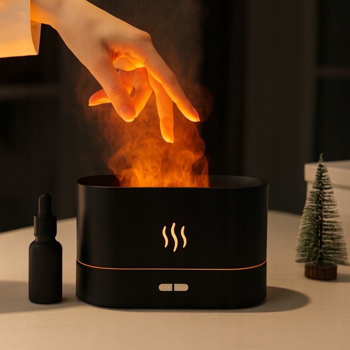 Nawilżacz powietrza Dyfuzor olejków Aromatyzer Z EFEKTEM PŁOMIENIA