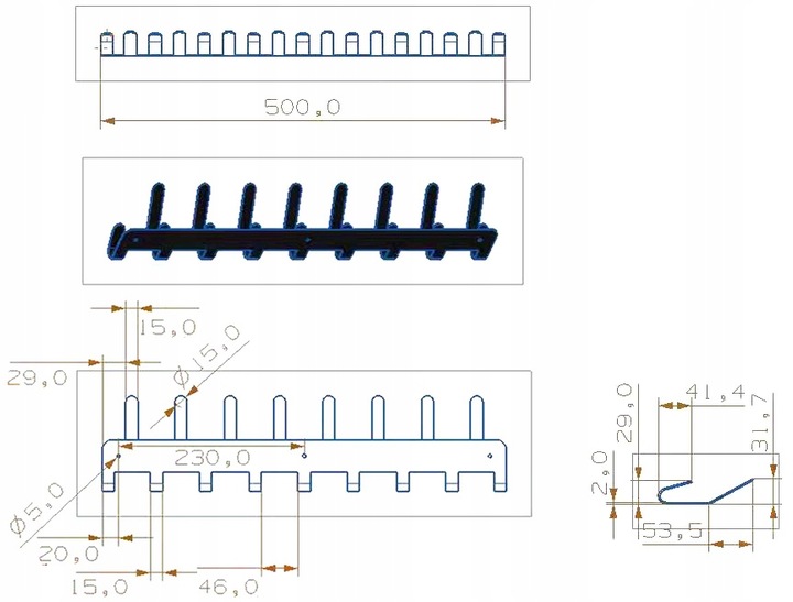 Wieszak ścienny z 17 haczykami uchwyt CZARNY LOFT
