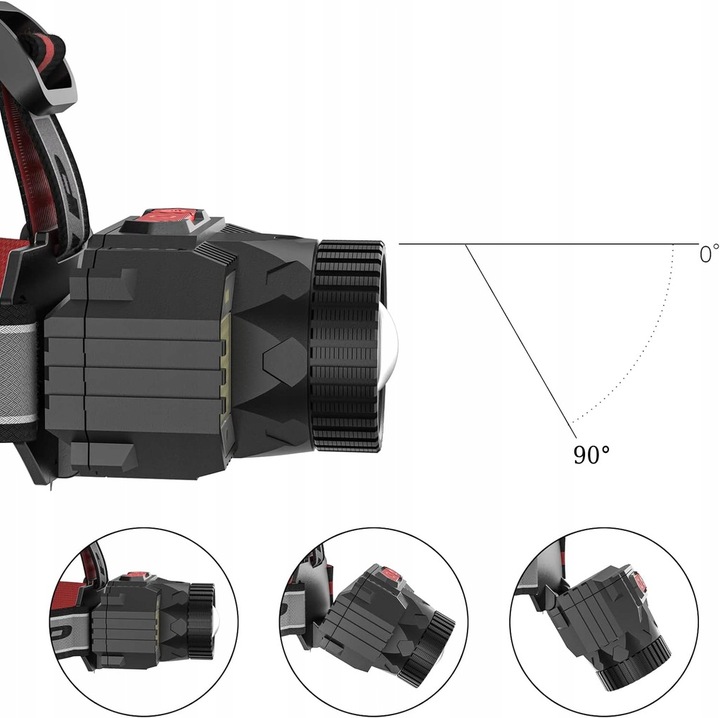 MOCNA LATARKA CZOŁOWA 1000lm 10W CZOŁÓWKA 6 TRYBÓW AKUMULATOR 500m ZOOM MOC