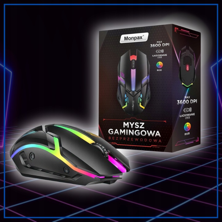 MYSZKA GAMINGOWA MYSZ DLA GRACZY BEZPRZEWODOWA KOMPUTEROWA LED RGB