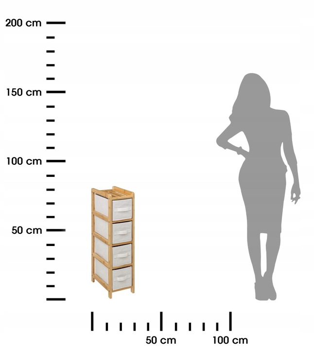 Regał łazienkowy do przechowywania z 4 koszami tekstylnymi Szuflady