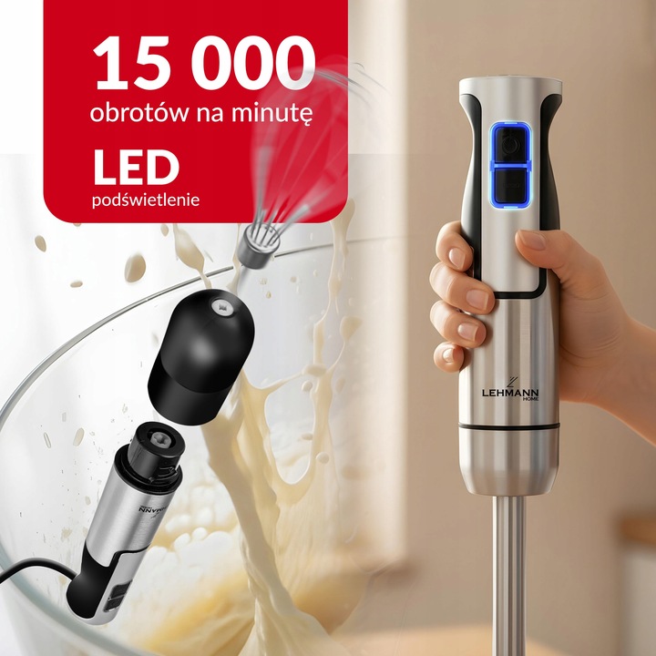 BLENDER RĘCZNY WIELOFUNKCYJNY MIKSER MOCNY TURBO OSTRZA ROZDRABNIACZ
