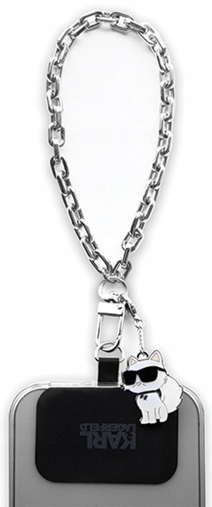 Pasek KARL LAGERFELD Universal Hand Strap Choupette Srebrny