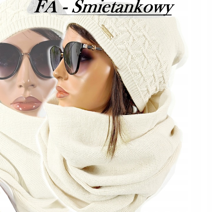 POLSKI KOMPLET CZAPKA Beanie + KOMIN Ciepły Zimowy KOLORY