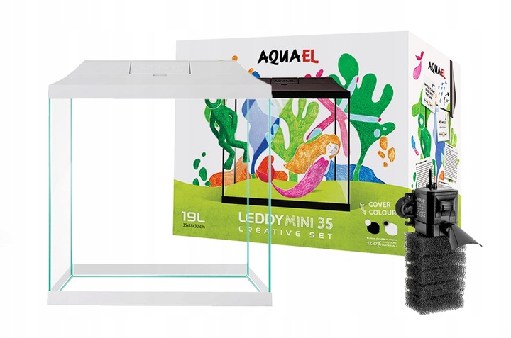 AQUAEL LEDDY MINI 35 Akwarium 19L Pokrywa + Filtr