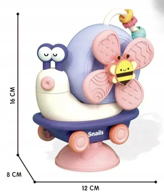 INTERAKTYWNY SENSORYCZNY ŚLIMAK 4w1 SPINER Z PRZYSSAWKĄ DLA NIEMOWLĄT