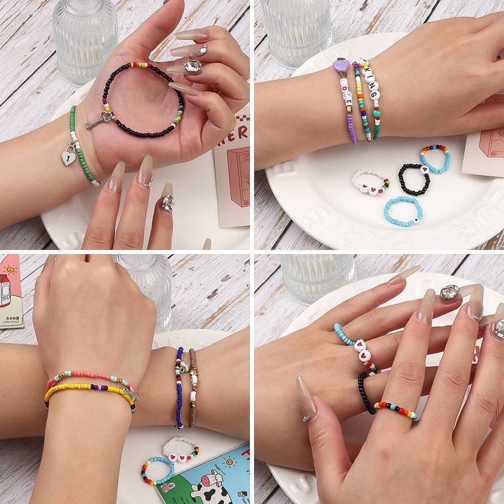 Zestaw do Robienia Tworzenia Bransoletek Koraliki Literki Akcesoria 4200 el