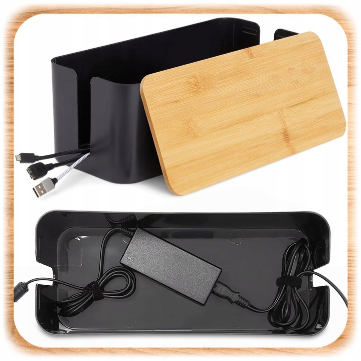 ORGANIZER NA KABLE POJEMNIK PUDEŁKO NA LISTWY KABLI PRZEWODY BOX DREWNO L