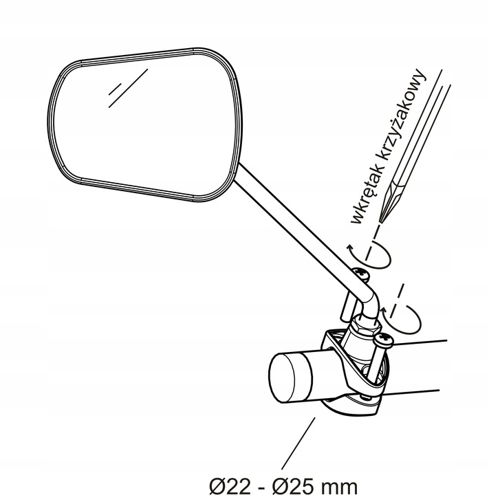 Lusterko rowerowe długie ramię AJS PLUS, POLSKIE