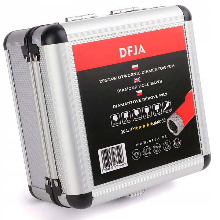 OTWORNICA DO GRESU DIAMENTOWA ZESTAW OTWORNIC 6-68mm BETONU GRANITU ADAPTER