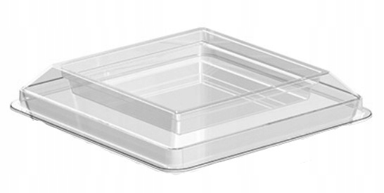 Pucharki plastikowe do deserów i przekąsek 200 ml kwadrat z pokrywką 50szt