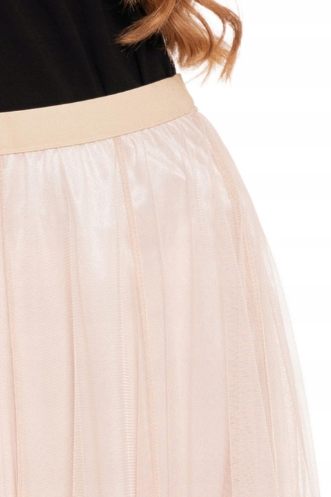 Spódnica Tiulowa Damska Elegancka Beżowa MIDI Modna Zwiewna Tiul MORAJ L/XL