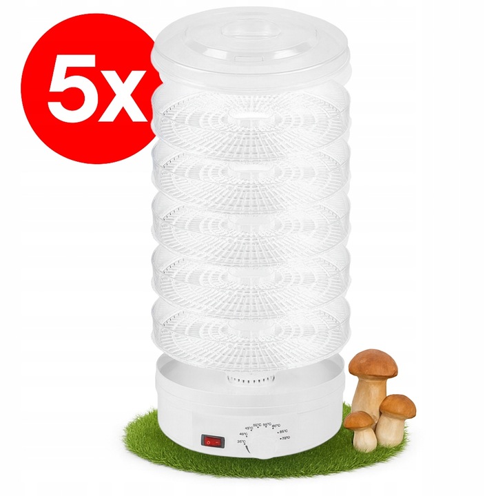 SUSZARKA SPOŻYWCZA DO GRZYBÓW OWOCÓW WARZYW REGULACJA 5 POZIOMÓW 500W