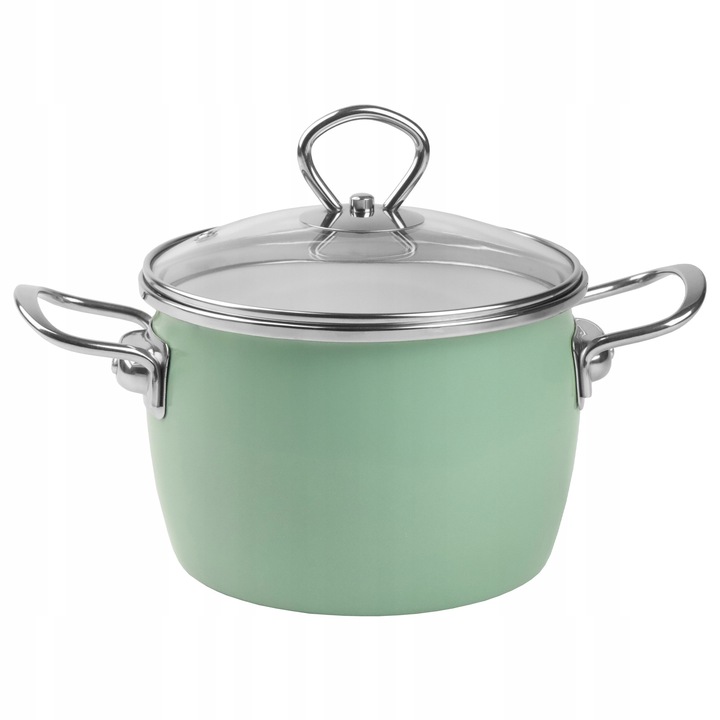 Zestaw garnków emaliowanych 2,3L 3L 4L 5L seledynowe INDUKCJA GAZ MARYNA