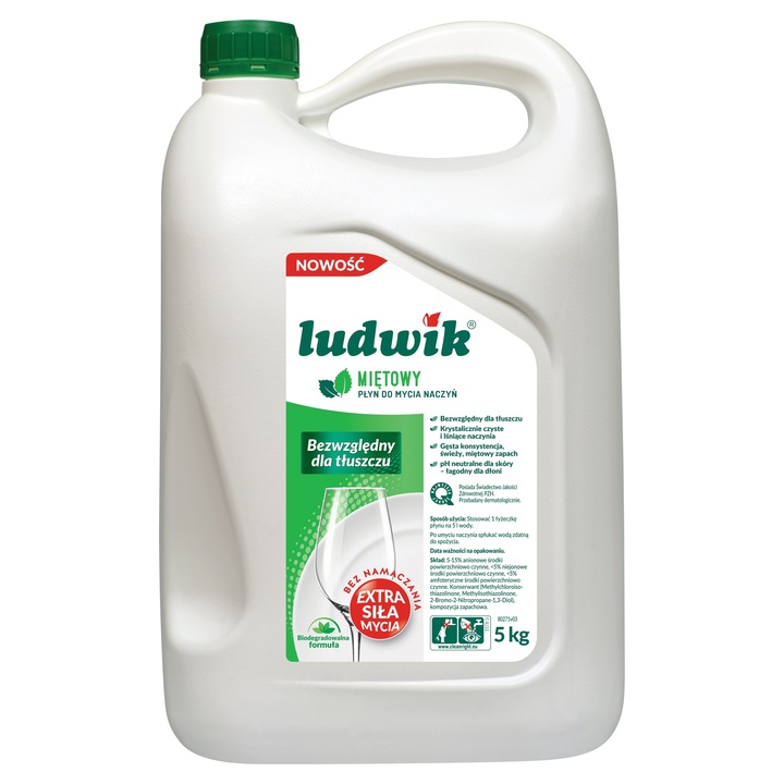 LUDWIK Płyn do mycia naczyń miętowy 5 kg