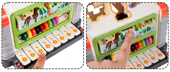 MULTIDOMEK DOMEK INTERAKTYWNY SORTER KLOCKI PIANINKO ZWIERZĄTKA DLA DZIECI