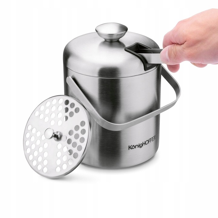 WIADERKO NA LÓD Pojemnik NA KOSTKI LODU z SZCZYPCAMI KonigHOFFER Lugo 1,3 l