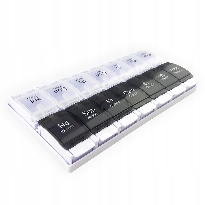 Pudełko na leki organizer kasetka 7 dni rano wieczór 14 przegródek