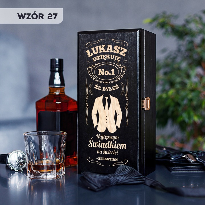 PODZIĘKOWANIE DLA ŚWIADKA PREZENT DLA ŚWIADKA SKRZYNKA NA ALKOHOL UPOMINEK