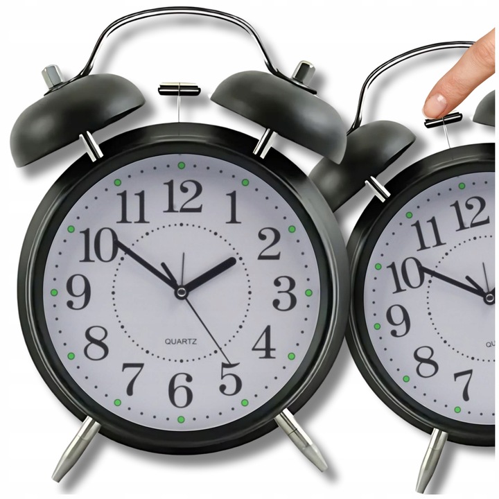 Zegar Retro BUDZIK klasyczny baterie GŁOŚNY alarm ZEGAREK Z KOWADEŁKIEM