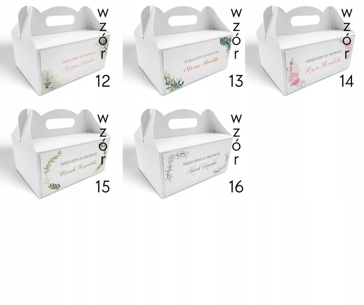 Pudełko na ciasto 10szt Personalizacja Podziękowanie 1 Komunia Święta WZORY