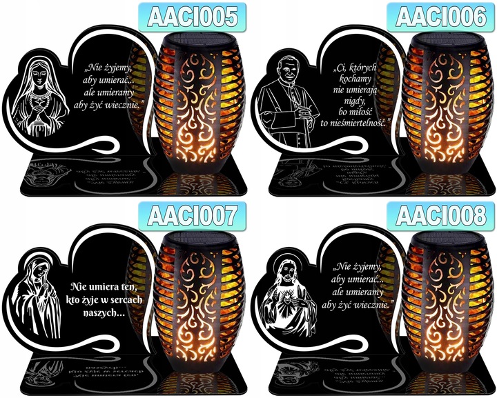 Znicz Solarny WIECZNY LED PODSTAWKA NA CMENTARZ GRÓB Serce EFEKT