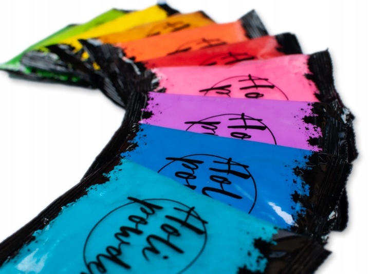 Kolorowe proszki Holi na festiwal święto kolorów PAKIET 12 SZTUK do