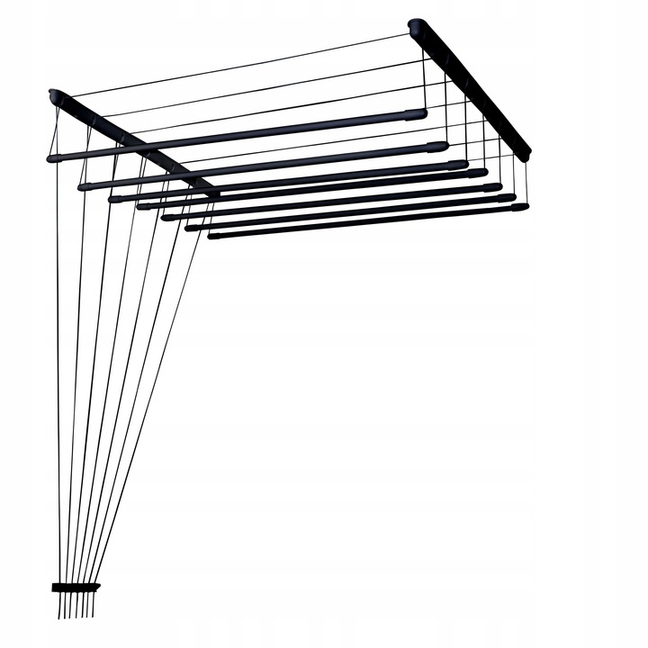 Suszarka Sufitowa na pranie CZARNA 7 prętów 180 cm modna ciekawa loftowa