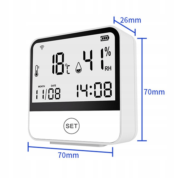 Stacja pogodowa WiFi Termometr Higrometr ZDALNY DOSTĘP Zegar Aplikacja