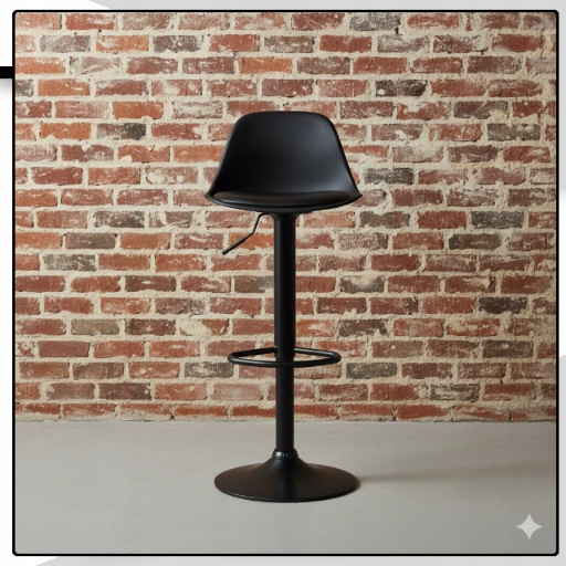 Hoker barowy plastikowy czarny obrotowy regulowany ekoskóra do wyspy