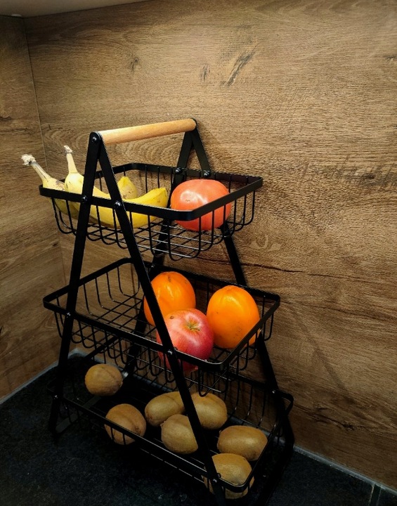 Koszyk TRZYPOZIOMOWY 3 piętrowy na owoce warzywa metalowy czarny Z