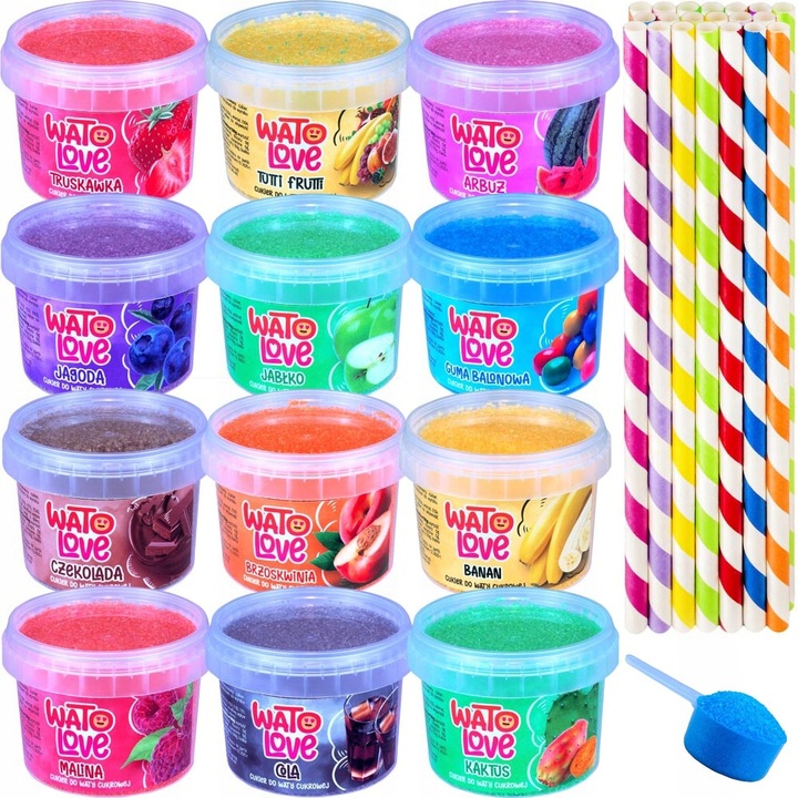 KOLOROWY CUKIER DO WATY CUKROWEJ Smakowy 12x100g PATYCZKI Cukier