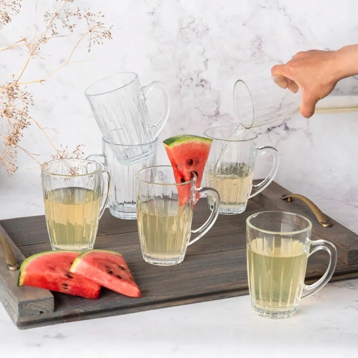 Zestaw 6 szklanek z uchem kubki do kawy latte Altom Design Venus 350 ml