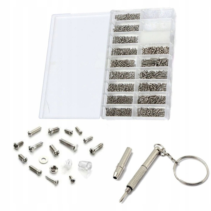 ZESTAW ŚRUBEK ŚRUBKI NAKRĘTEK 1000 SZT DO NAPRAWY OKULARÓW M1.4 M1.6 STAL