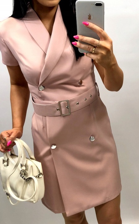 Sukienki Damskie na Komunię Chrzciny Sukienka Elegancka Ołówkowa Róż M