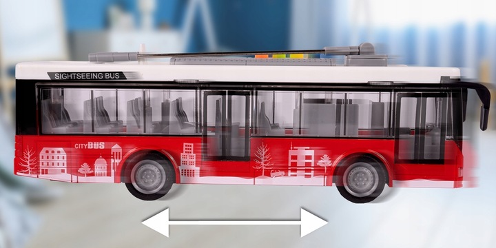 AUTOBUS MIEJSKI INTERAKTYWNY Z NAPĘDEM 1:16 OTWIERANE DRZWI DLA DZIECI