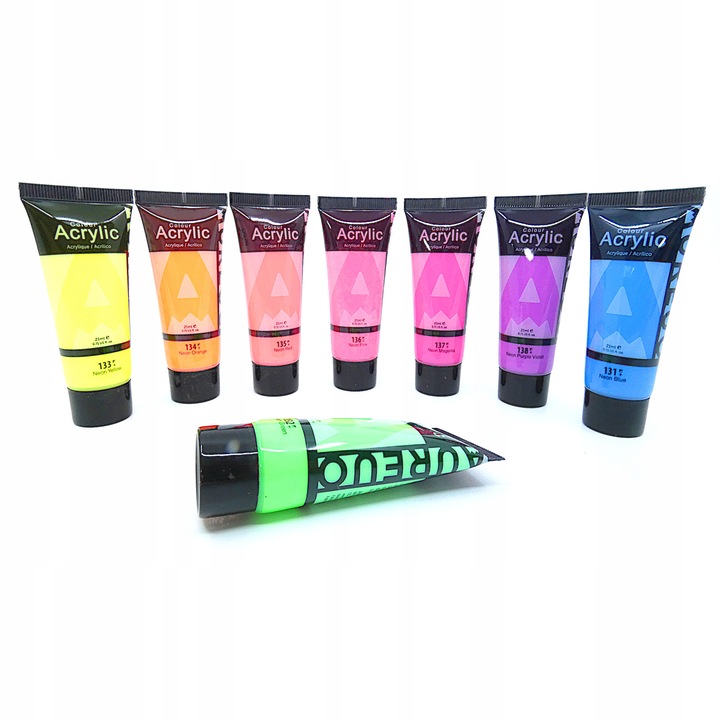 Farby Akrylowe NEONOWE Zestaw Farb Akrylowych Neonowych Farba NEO 8sztx21ml