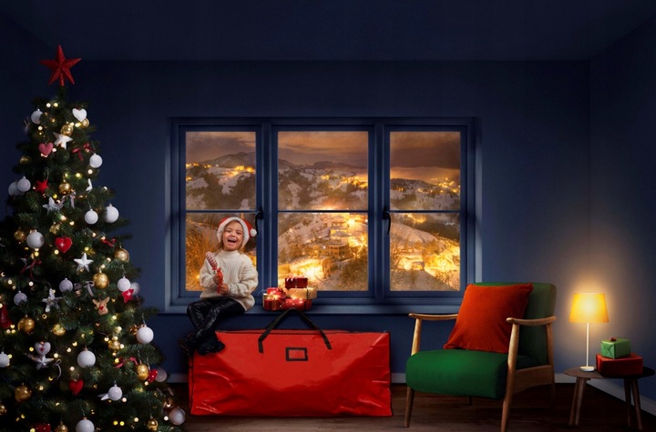 TORBA NA CHOINKĘ DO PRZECHOWYWANIA CZERWONA WODOODPORNA CHRONI PRZED KURZEM