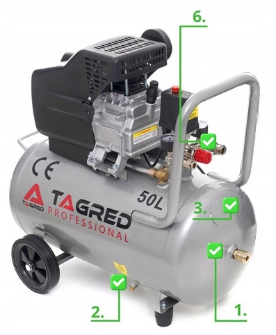 KOMPRESOR OLEJOWY SPRĘŻARKA 50L GRATIS ZESTAW 18w1