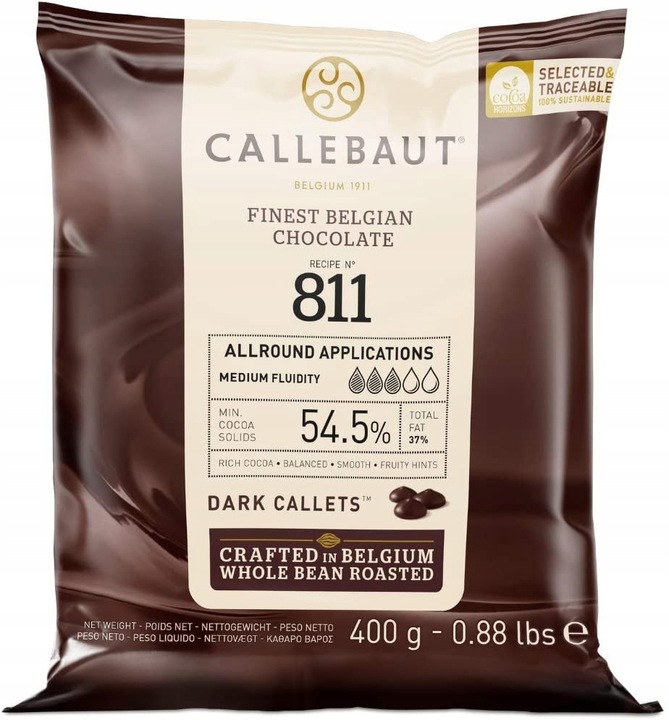 Czekolada Callebaut 811 DESEROWA do pralin 400g / Data ważności: