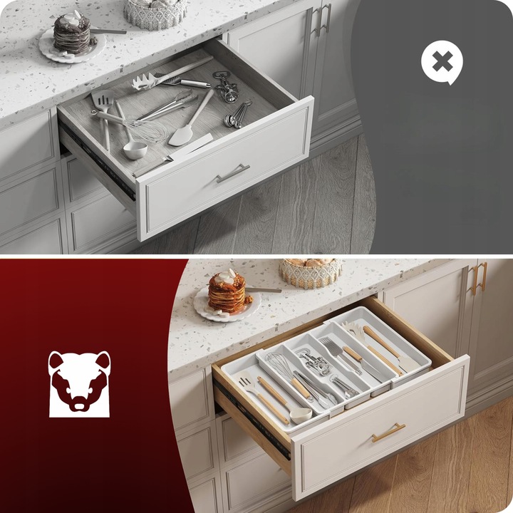 Wkład Do Szuflady Kuchennej 60 Organizer Pojemnik Na Sztućce Rozsuwany