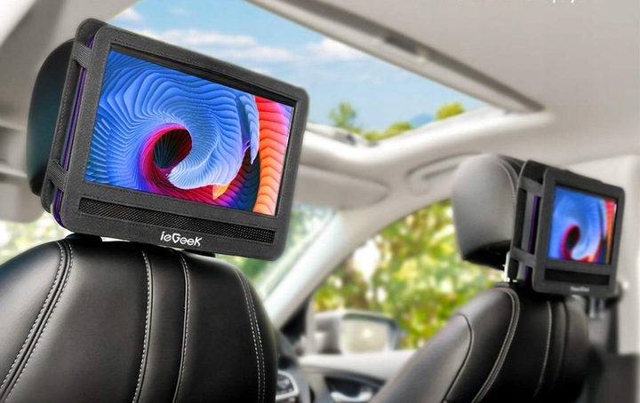 PRZENOŚNY SAMOCHODOWY ODTWARZACZ DVD 9'' LCD FIOLETOWY na 2000mAh Baterią