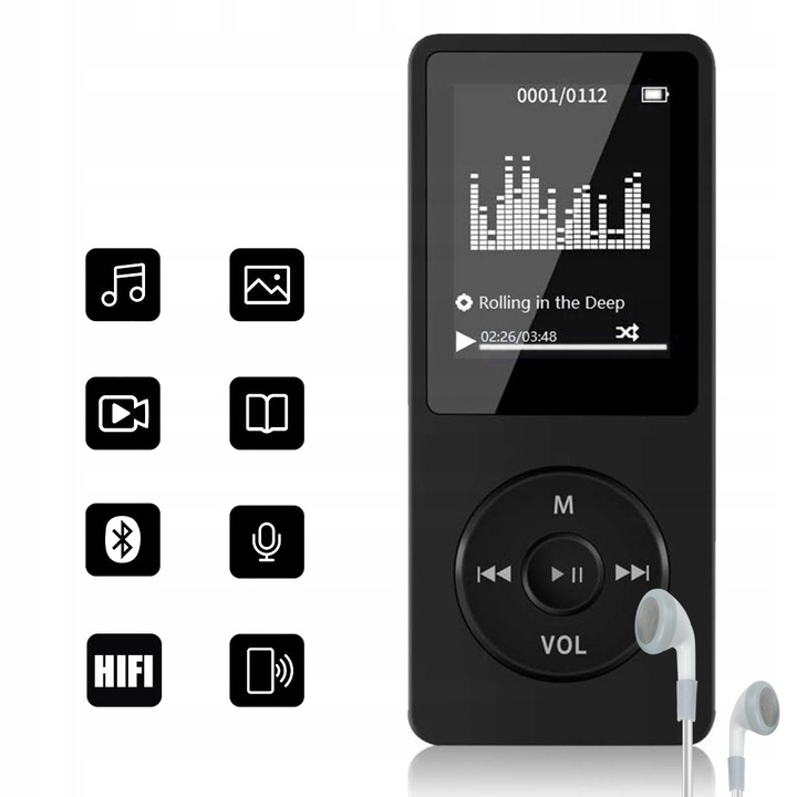 ODTWARZACZ MP3 MP4 RADIO FM BLUETOOTH EBOOK DYKTAFON REDUKCJA SZUMÓW