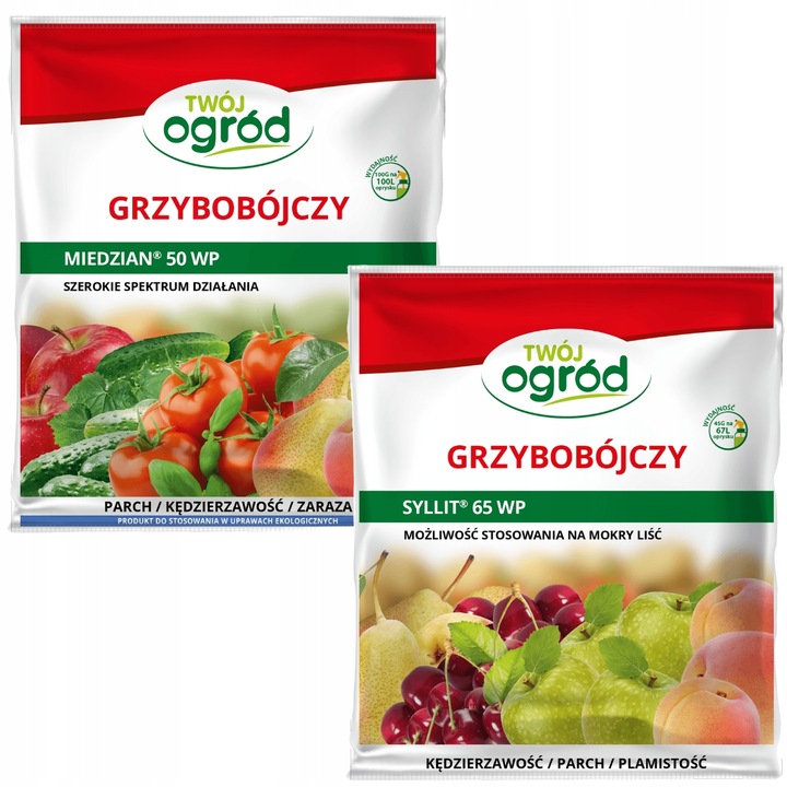MIEDZIAN 50WP 100G + SYLLIT 65WP 45G NA CHOROBY GRZYBOWE OWOCÓW I