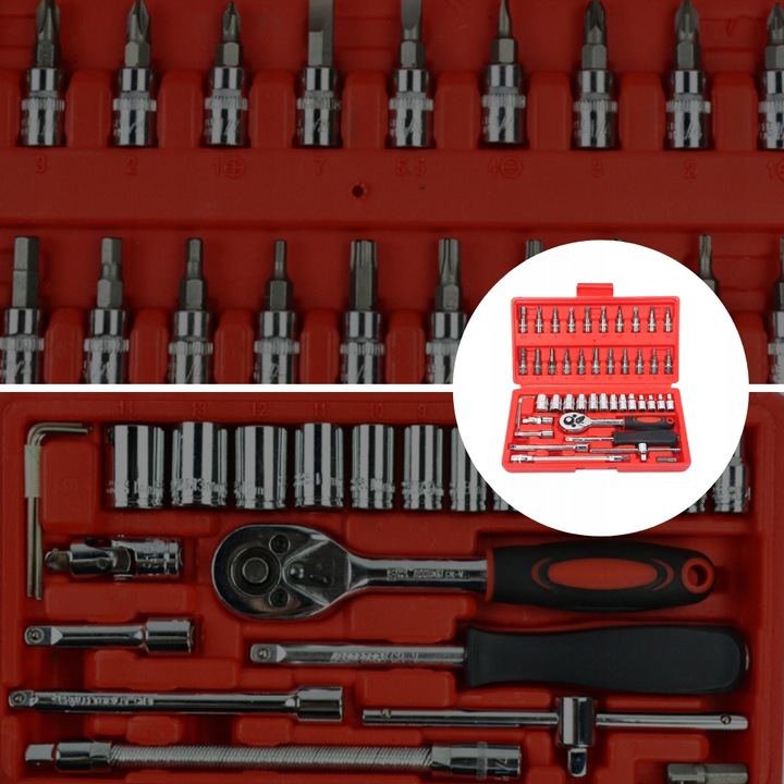 ZESTAW KLUCZY NASADOWYCH KLUCZE NASADOWE 46el TORX WKRĘTAKI IMBUSY