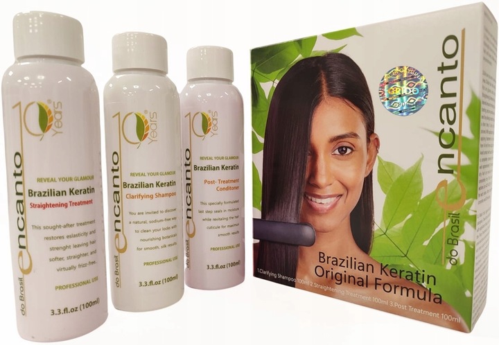 ENCANTO Do Brasil KIT KERATYNOWE PROSTOWANIE WŁOSÓW ZESTAW 3x100ml